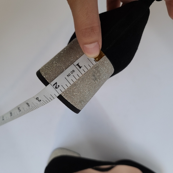 J. Crew | Black Suede Silver Glitter Block Heel - Picture 15 of 16